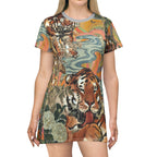 Tiger Print T-Shirt Dress, Comfy Summer Wear, Catlover Fashion - Kitty TeeHees