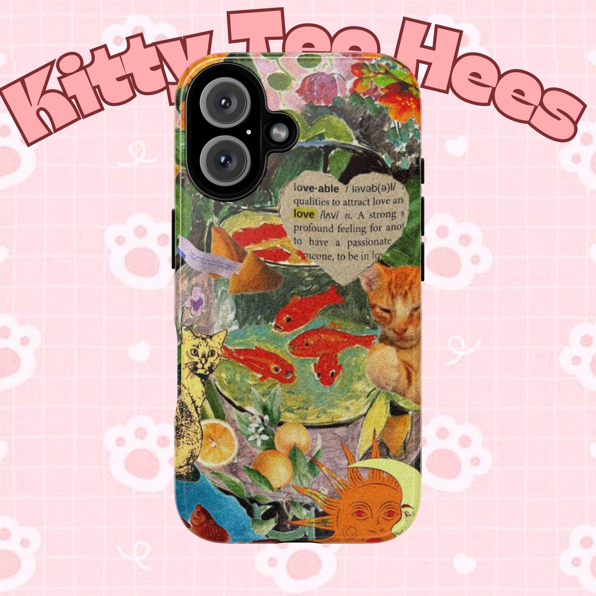 Golden Orange phone case, heavy duity cute case, Asthetic case, Dual Layer Protection - Kitty TeeHees