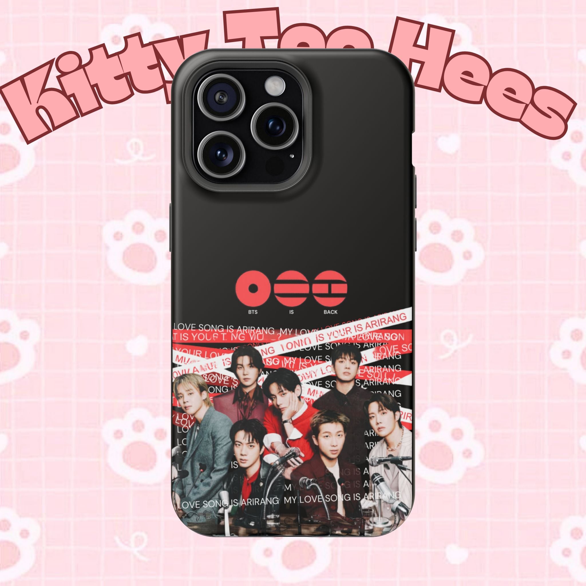 Impact-resistant phone case featuring BTS Bangtan Boys fanmade design with concert photo, compatible with various smartphones.