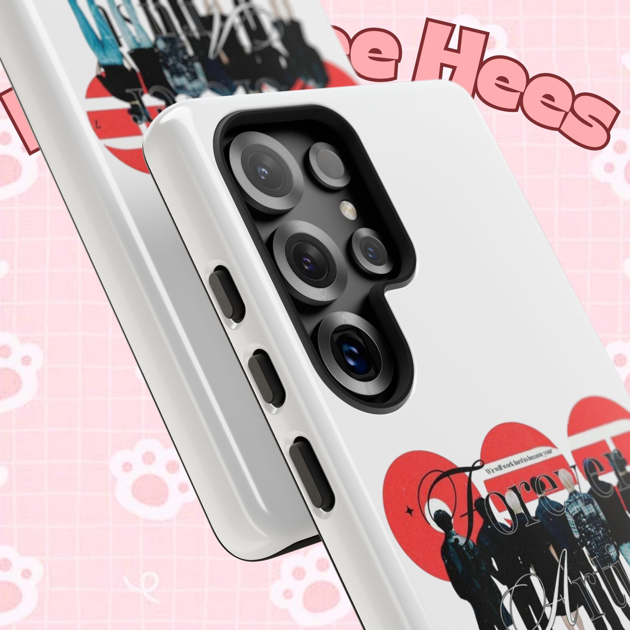 BTS Concert phone case featuring 'Bangtan Arirang' design for iPhone and Samsung, with colorful K-Pop artwork and Printify branding.