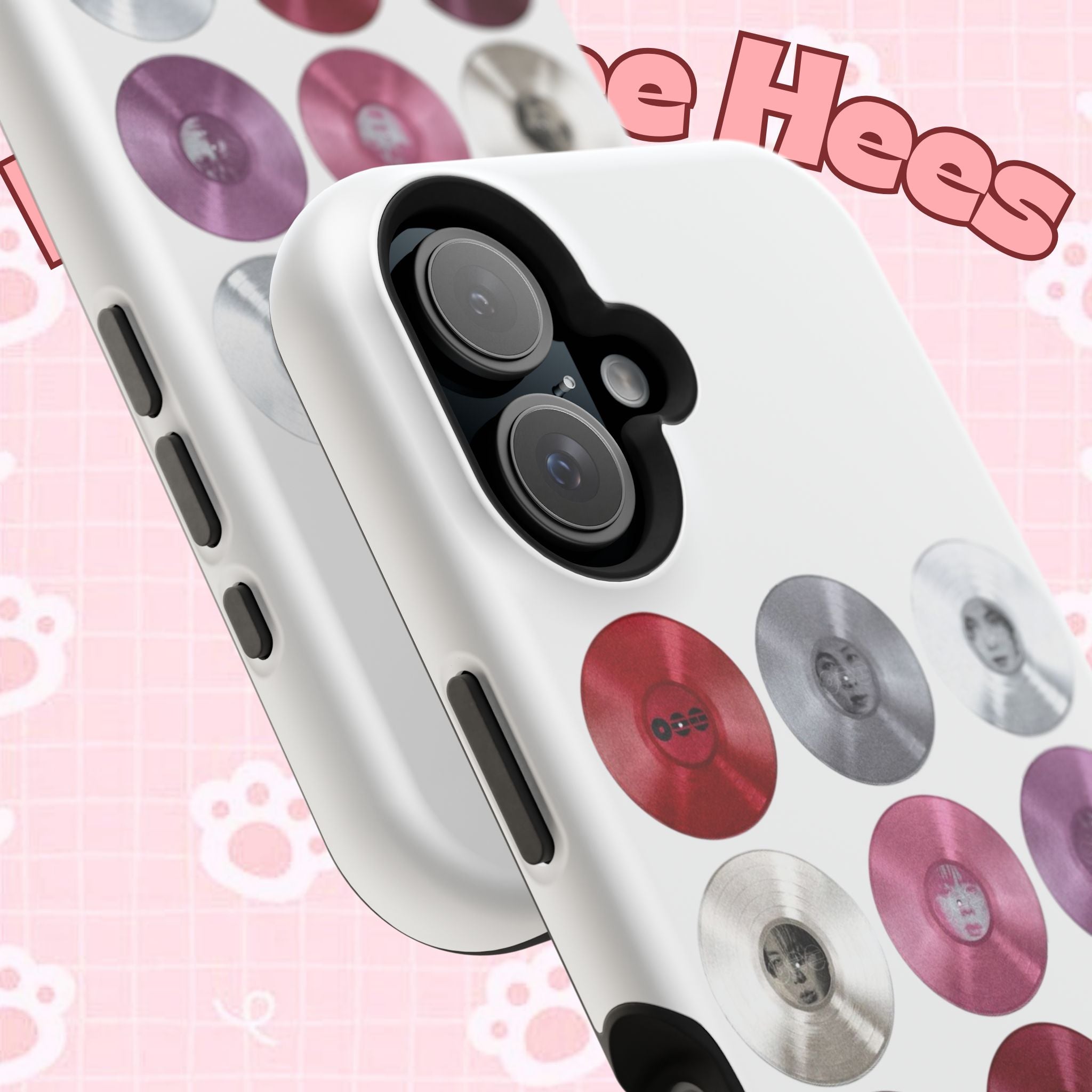 Impact-resistant Printify phone case featuring Bangtan Arirang BTS vinyl record grid design, ideal for BTS fans and collectors.