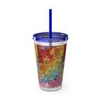Rainbow Cat Tumbler Cup, Funny Cat Lover Drinking Vessle - Kitty TeeHees