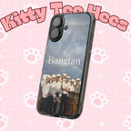 Clear impact-resistant phone case featuring cute Bangtan Boys K-pop design for smartphones, by Printify.