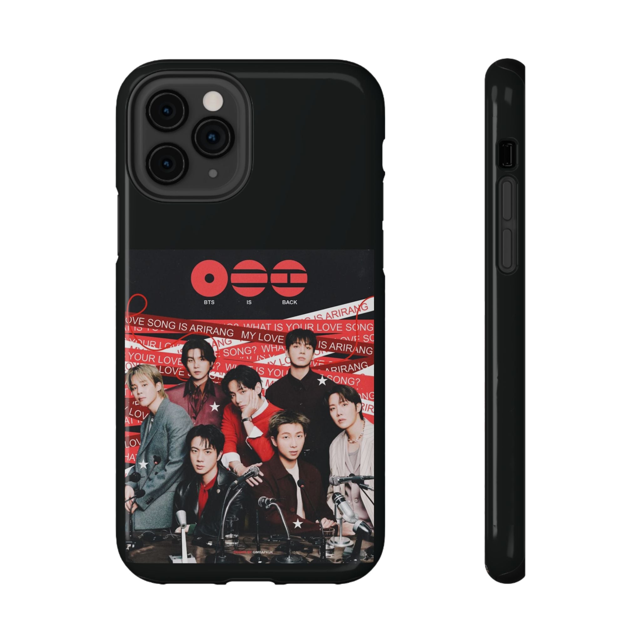 Printify BTS Arirang phone case featuring Bangtan concert design, impact-resistant K-Pop band photo phone cover.