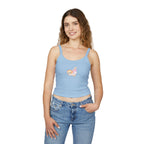 Cat Print Tank Top: Women's Combed Cotton Blend Spaghetti Strap Shirt - Kitty TeeHees