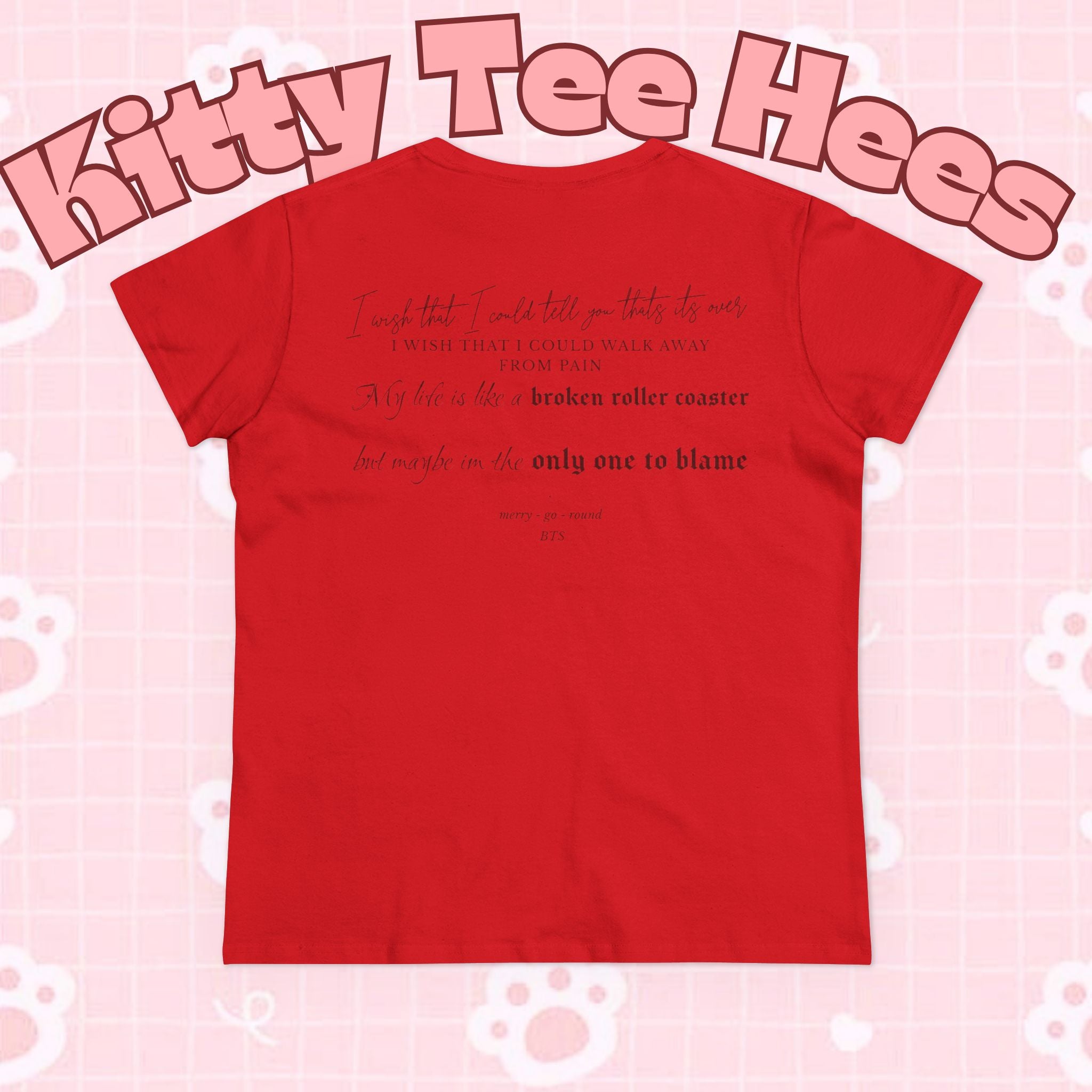 Printify Merry Go Round BTS Arirang 2026 album carousel sketch T-shirt with lyric script back print, casual and stylish clothing.