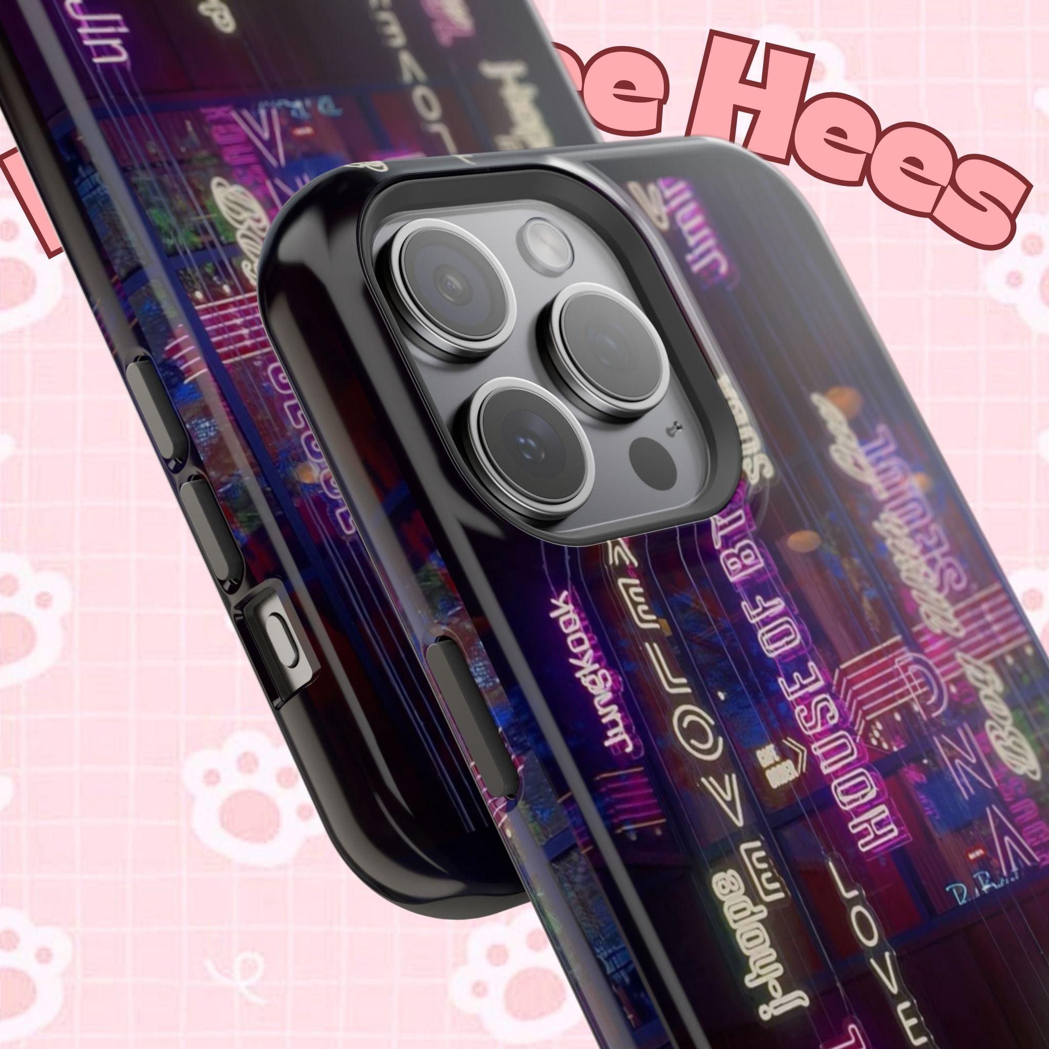 Neon Korean script impact-resistant phone case for iPhone and Samsung featuring BTS Bangtan Sonyeondan branding.