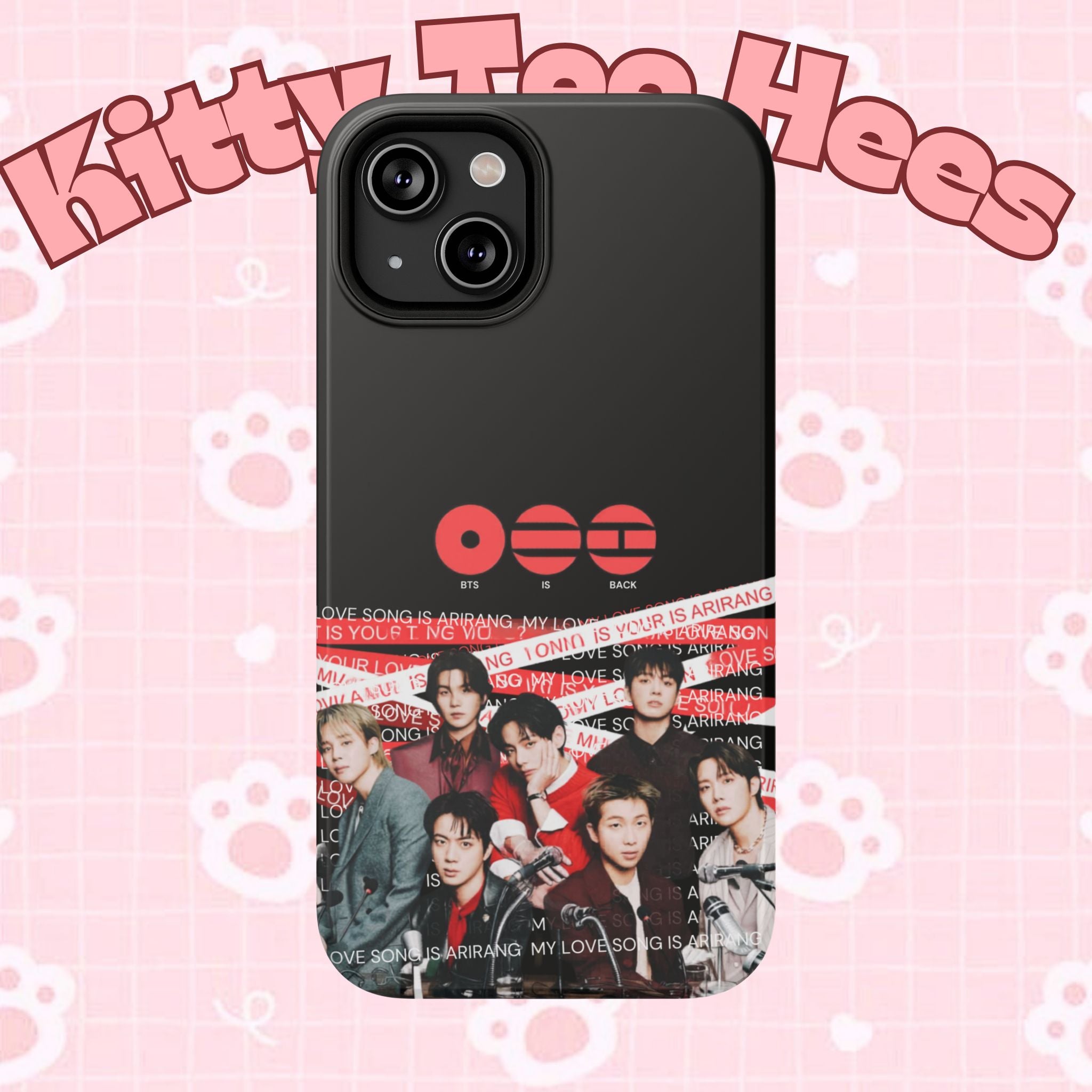 Cool BTS Bangtan phone case with concert fanmade design, impact-resistant K-Pop band merch for fans featuring band photo.