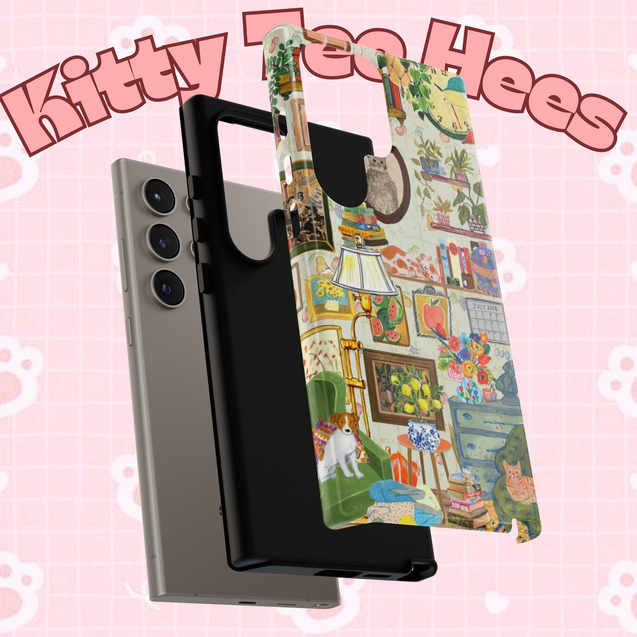 Cute cat portrait iPhone 17 case by Printify featuring a cozy living room pet-themed design on a stylish phone cover.