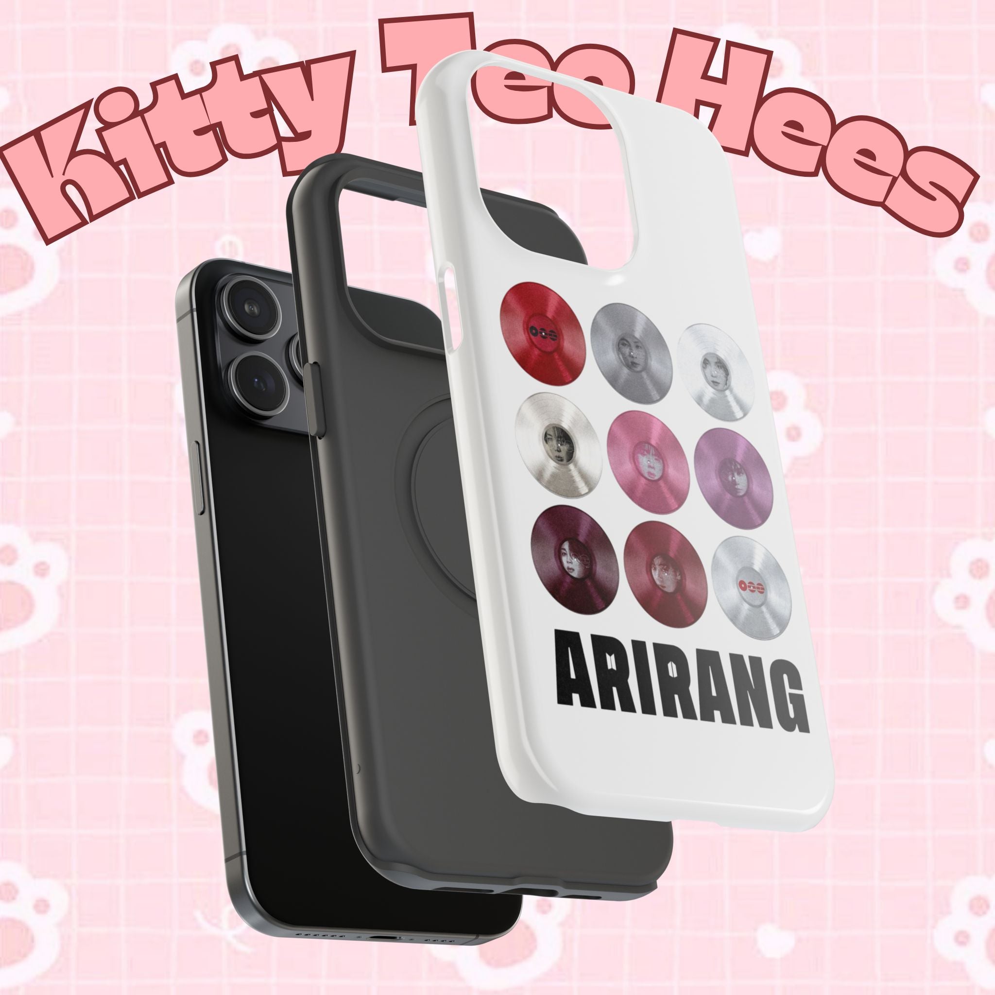 Printify Bangtan Arirang BTS vinyl record grid phone case with impact-resistant design, featuring BTS fan merchandise artwork.