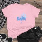 Women's BTS Sailboat Script Logo T-shirt featuring print design, cotton fabric, perfect for concert and casual wear.