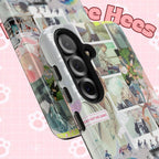 K-Pop BTS collage phone case for iPhone and Samsung with pastel hot air balloon and aesthetic design, featuring vibrant photo collage artwork.