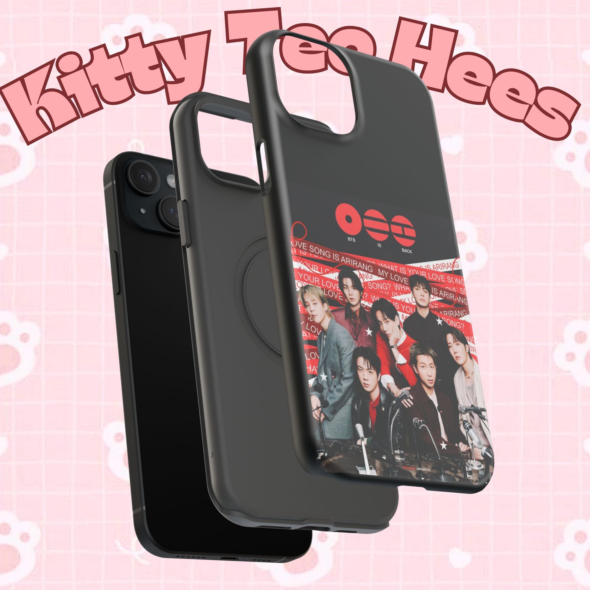 BTS Arirang phone case featuring Bangtan concert photo, impact-resistant design, compatible with smartphones, by Printify.
