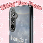 Clear impact-resistant phone case featuring cute Bangtan K-pop design, compatible with smartphones for stylish protection.