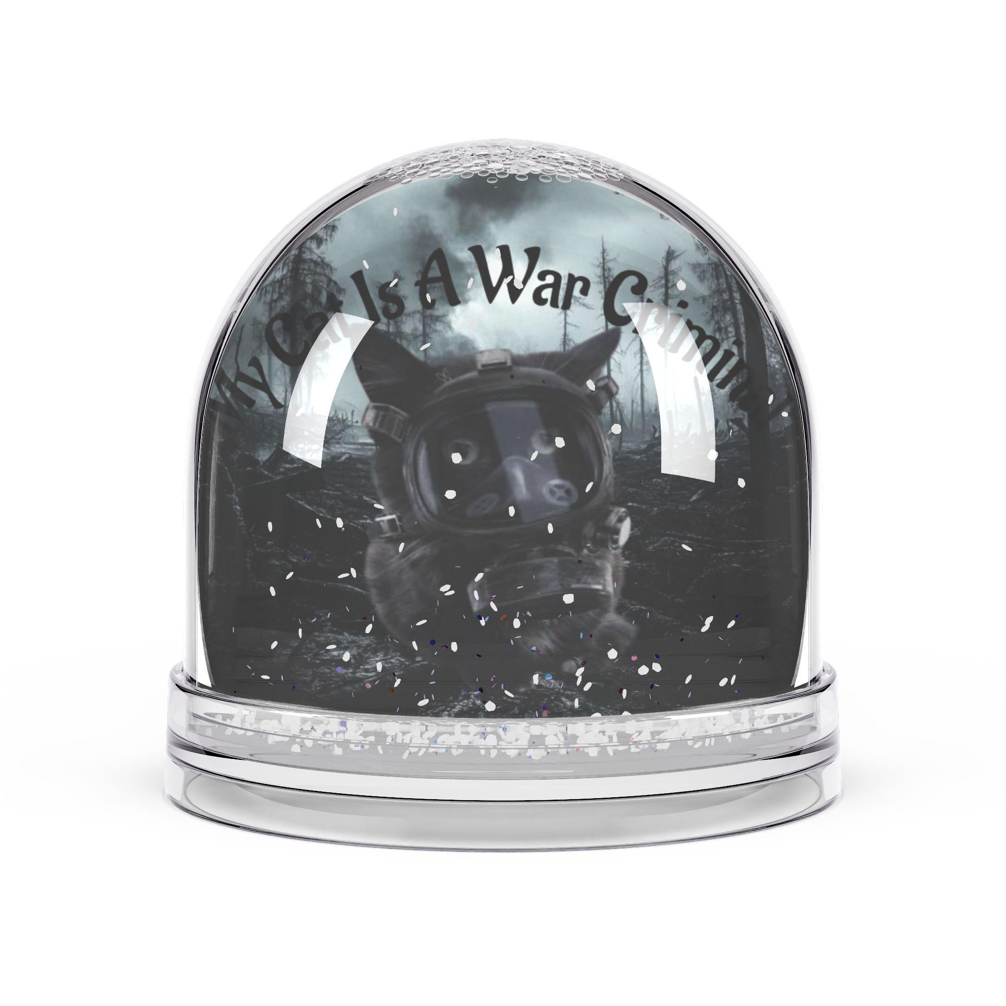 War Criminal Cat Snow Globe, Funny Meme Decor - Kitty TeeHees