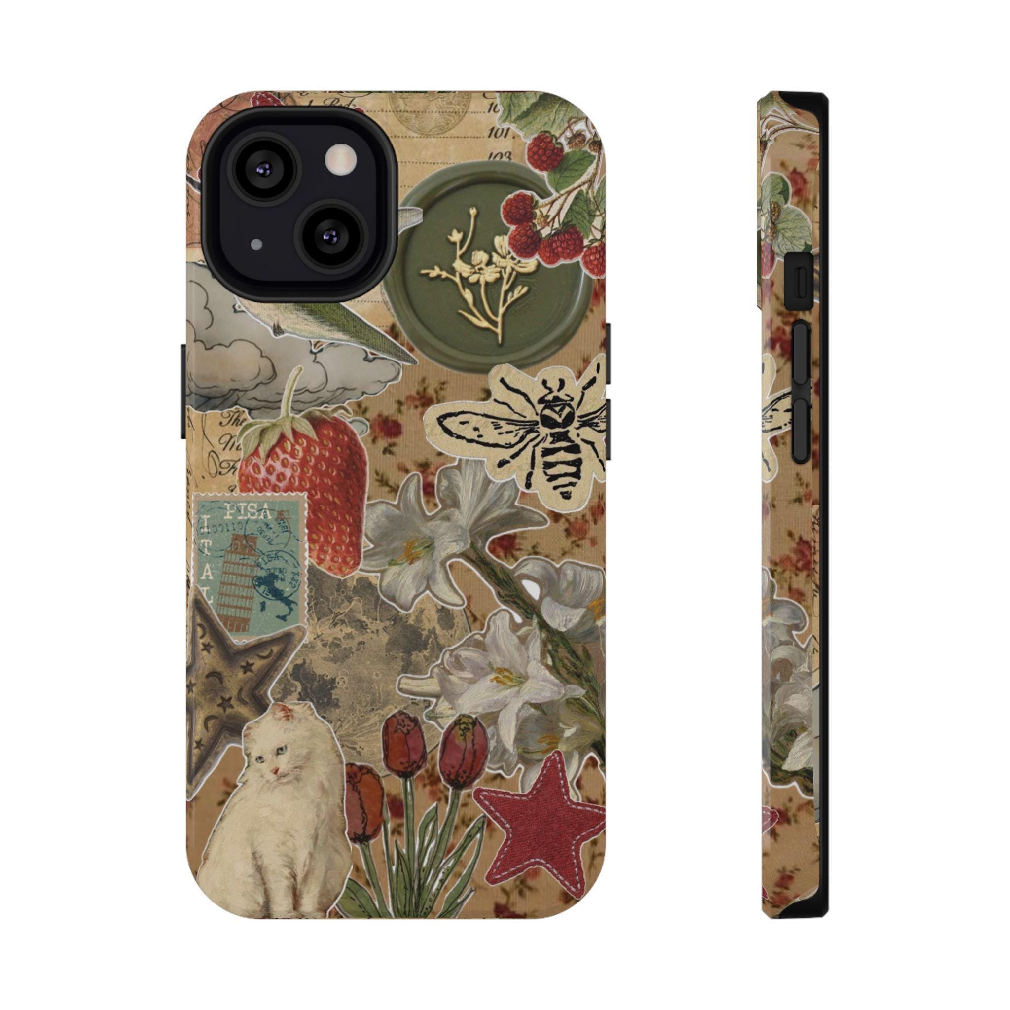 Newsprint Vintage Maximalist Impact-Resistant Case, iphone 17 case | Retro Newspaper Aesthetic - Kitty TeeHees