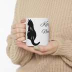 Personalized Cat Silhouette Coffee Mug, Custom Cat Lover Gift - Kitty TeeHees
