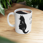 Personalized Cat Silhouette Coffee Mug, Custom Cat Lover Gift - Kitty TeeHees