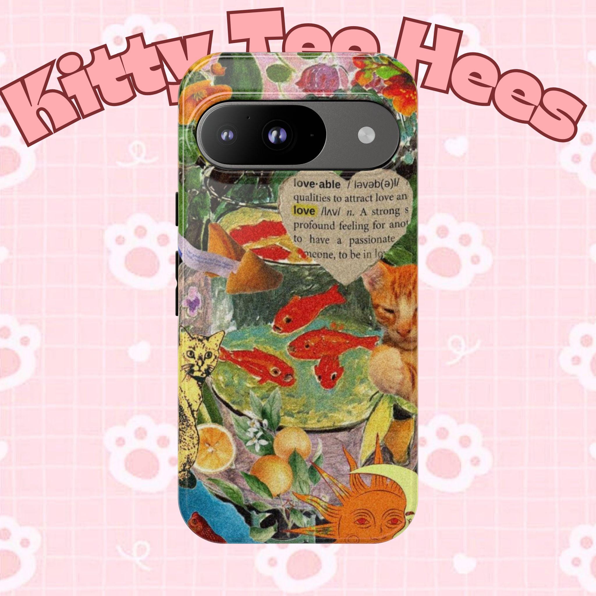 Golden Orange phone case, heavy duity cute case, Asthetic case, Dual Layer Protection - Kitty TeeHees