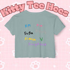 Colorful BTS kidcore T-shirt featuring Bangtan Boys K-Pop group photo, women's festival crop top by Printify.