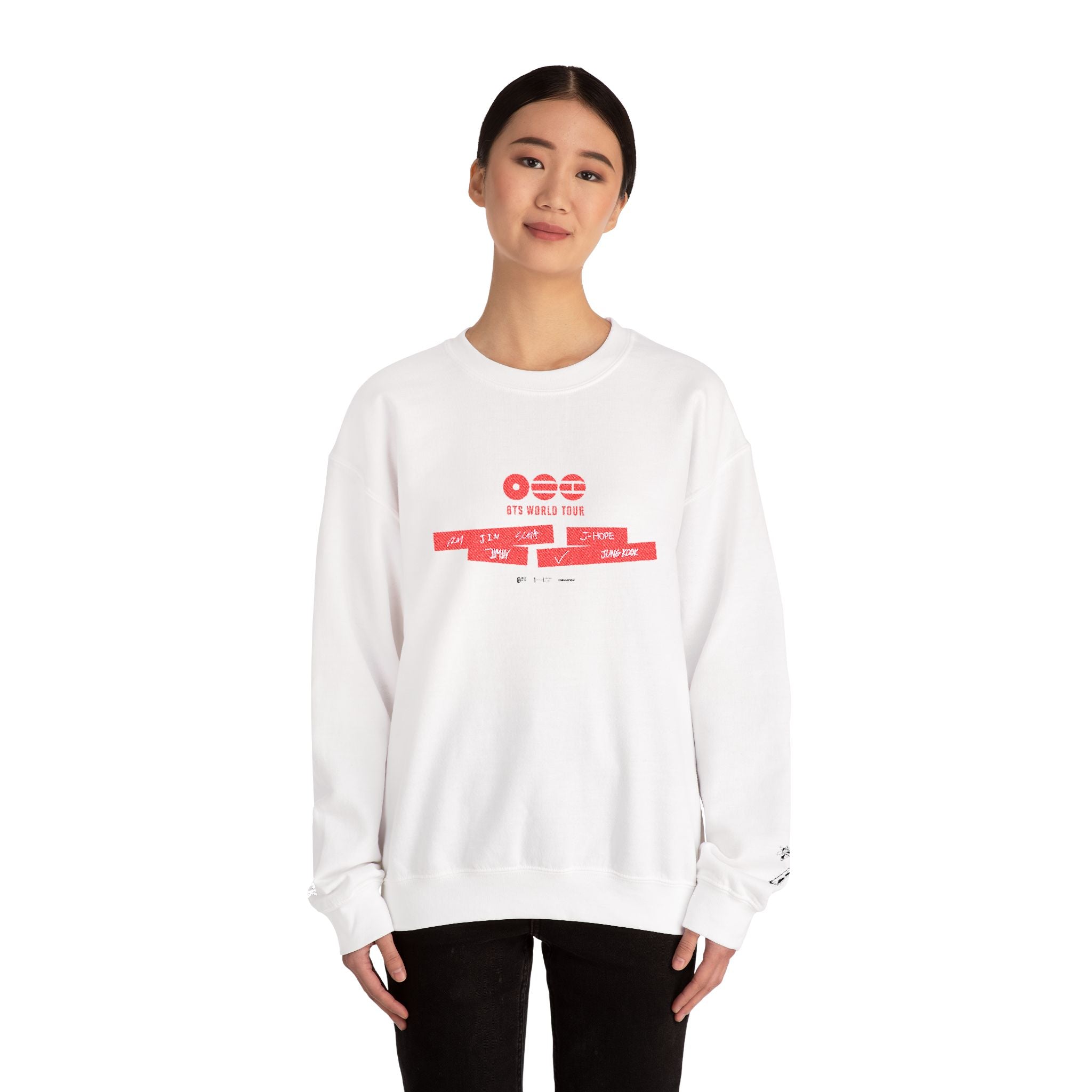 BTS ARIRANG 2026 Comeback sweatshirt by Printify featuring a stylish concert tour design on a comfortable sweatshirt.