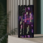 Neon Korean script BTS phone case for iPhone and Samsung, impact-resistant, featuring vibrant neon design and BTS branding.
