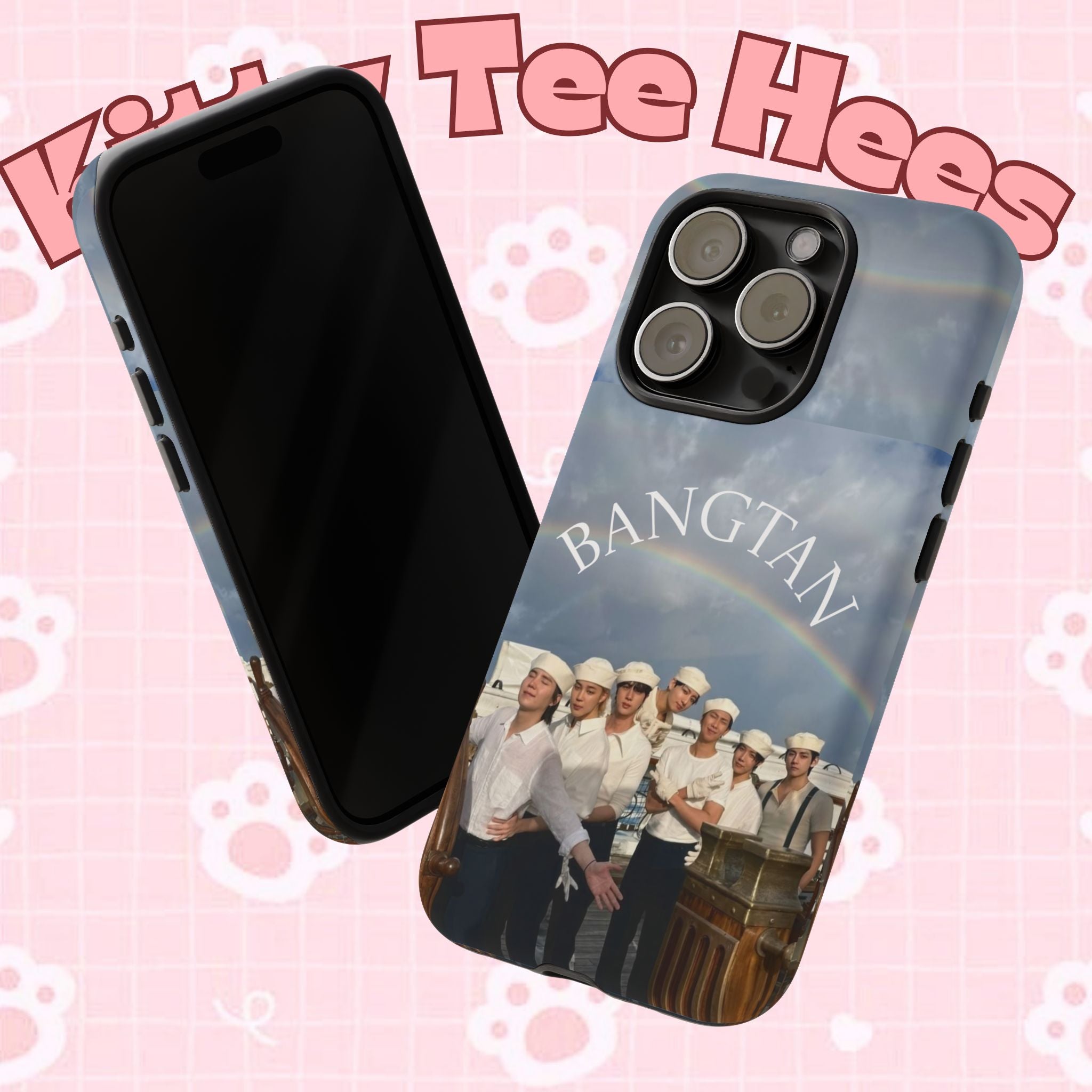 Cute Sailor BTS Swim phone case for iPhone and Samsung featuring Bangtan Arirang design, by Printify.