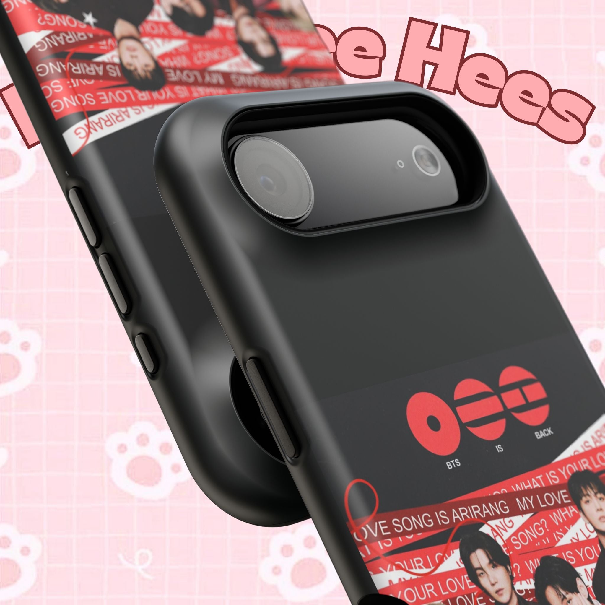 BTS Arirang phone case with Bangtan concert design, impact-resistant K-Pop band photo phone case by Printify.