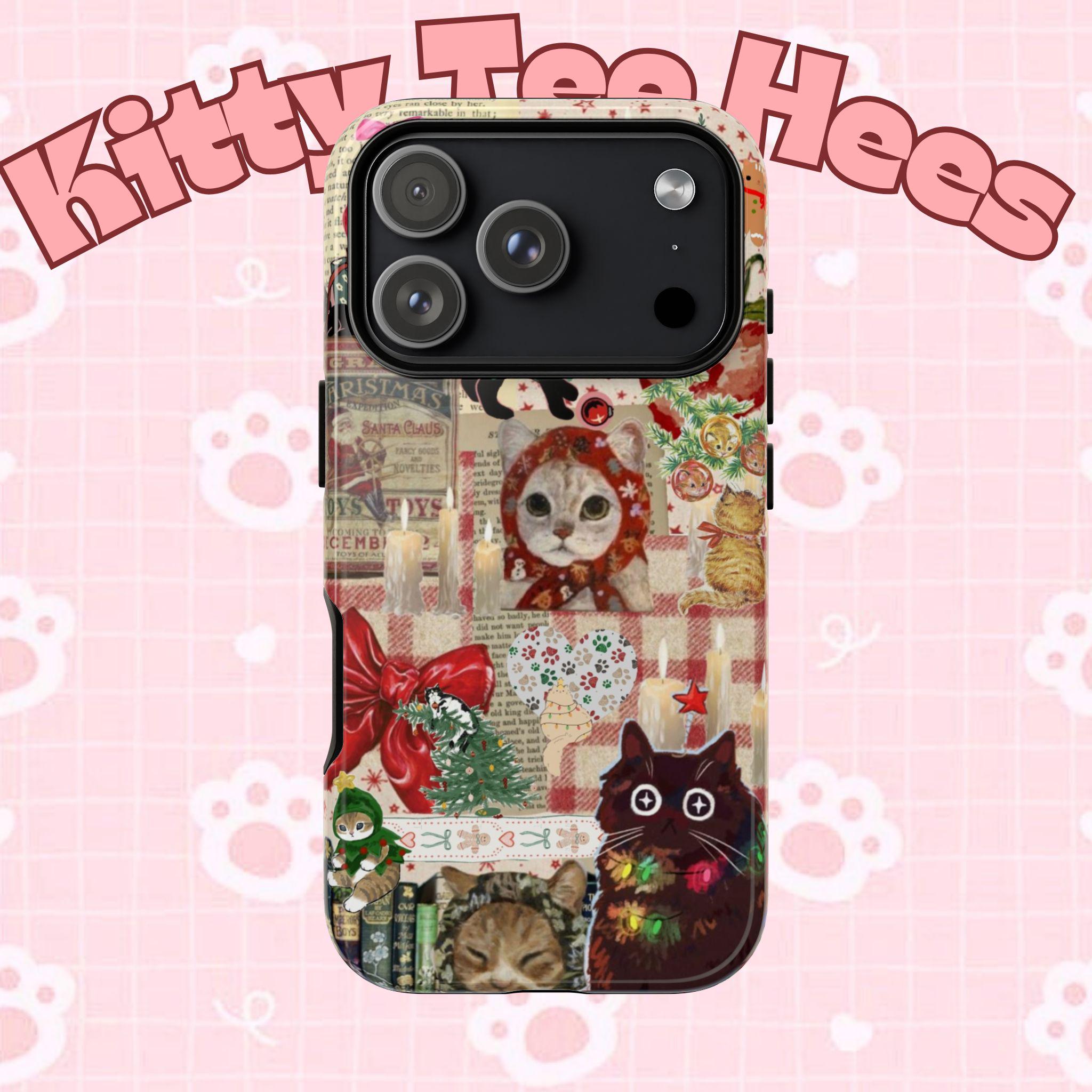 Christmas Cats phone case | festive kitten collage iPhone case - Kitty TeeHees