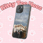 Clear impact-resistant Bangtan phone case featuring cute K-pop design, compatible with smartphones for stylish protection.