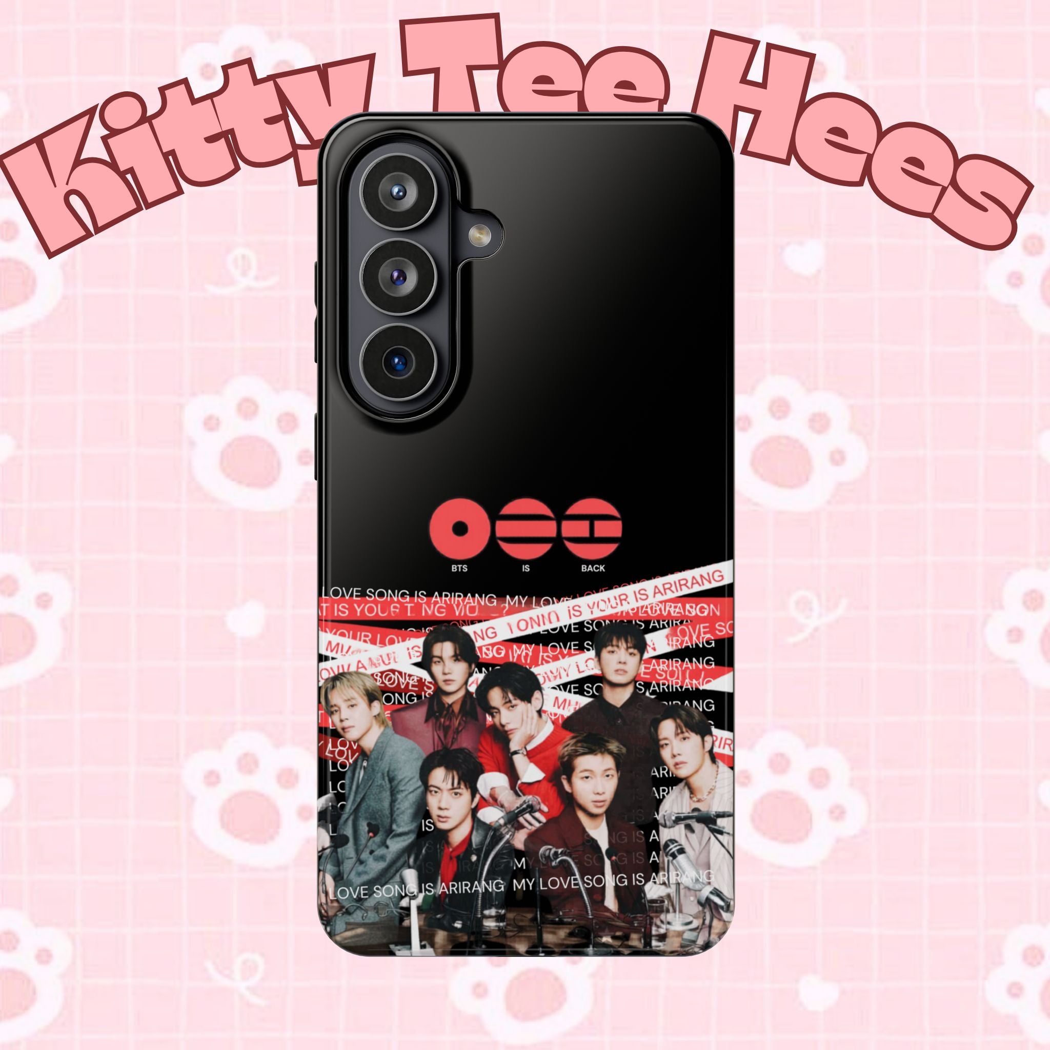 K-pop BTS Cool Bangtan phone case with concert fanmade design, impact-resistant printify phone cover featuring ARIRANG K-Pop Boy Band image