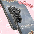 Clear impact-resistant Bangtan phone case featuring cute K-pop design, compatible with smartphones, by Printify.