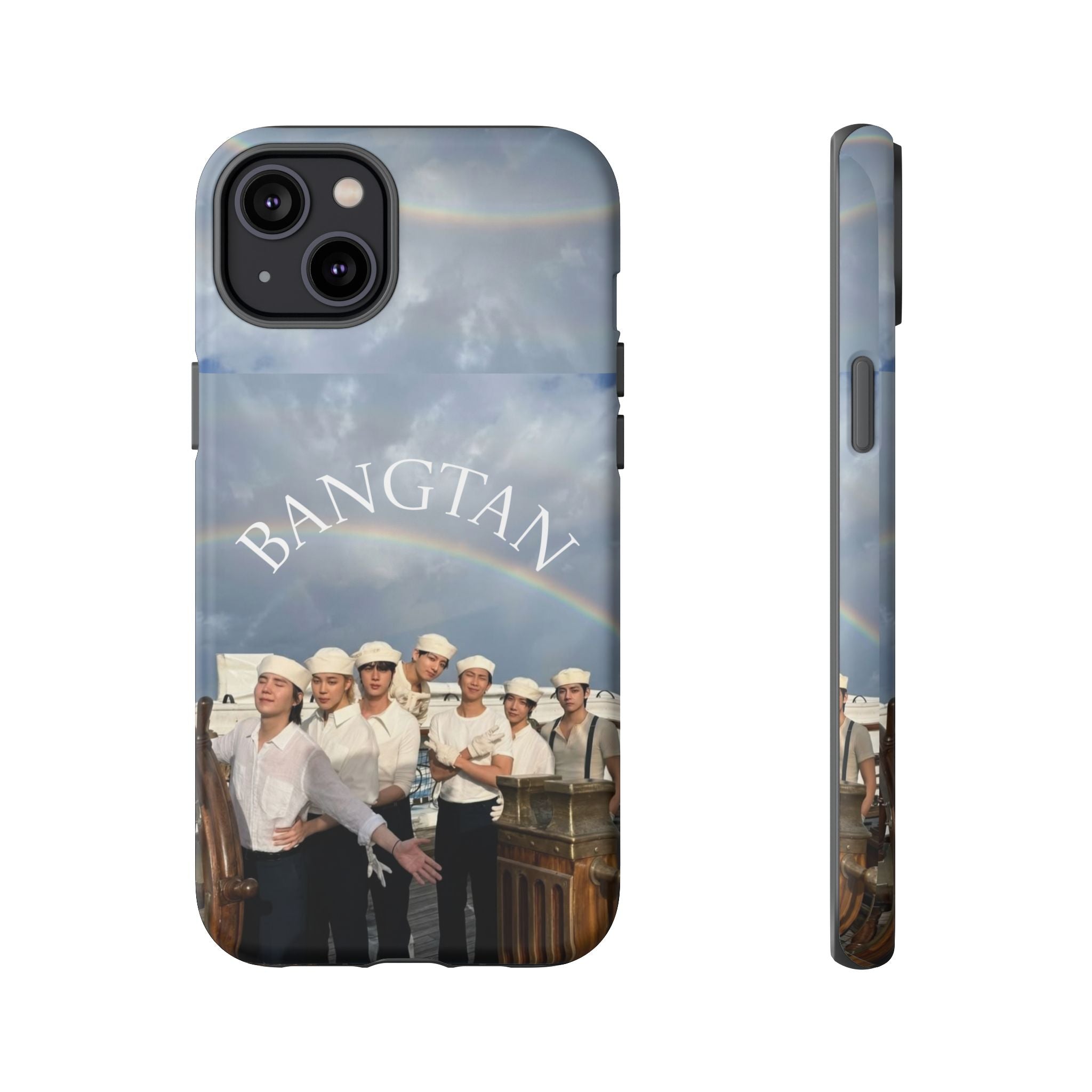 Cute BTS Sailor phone case for iPhone and Samsung, featuring sailor-themed design inspired by Bangtan Boys, by Printify.