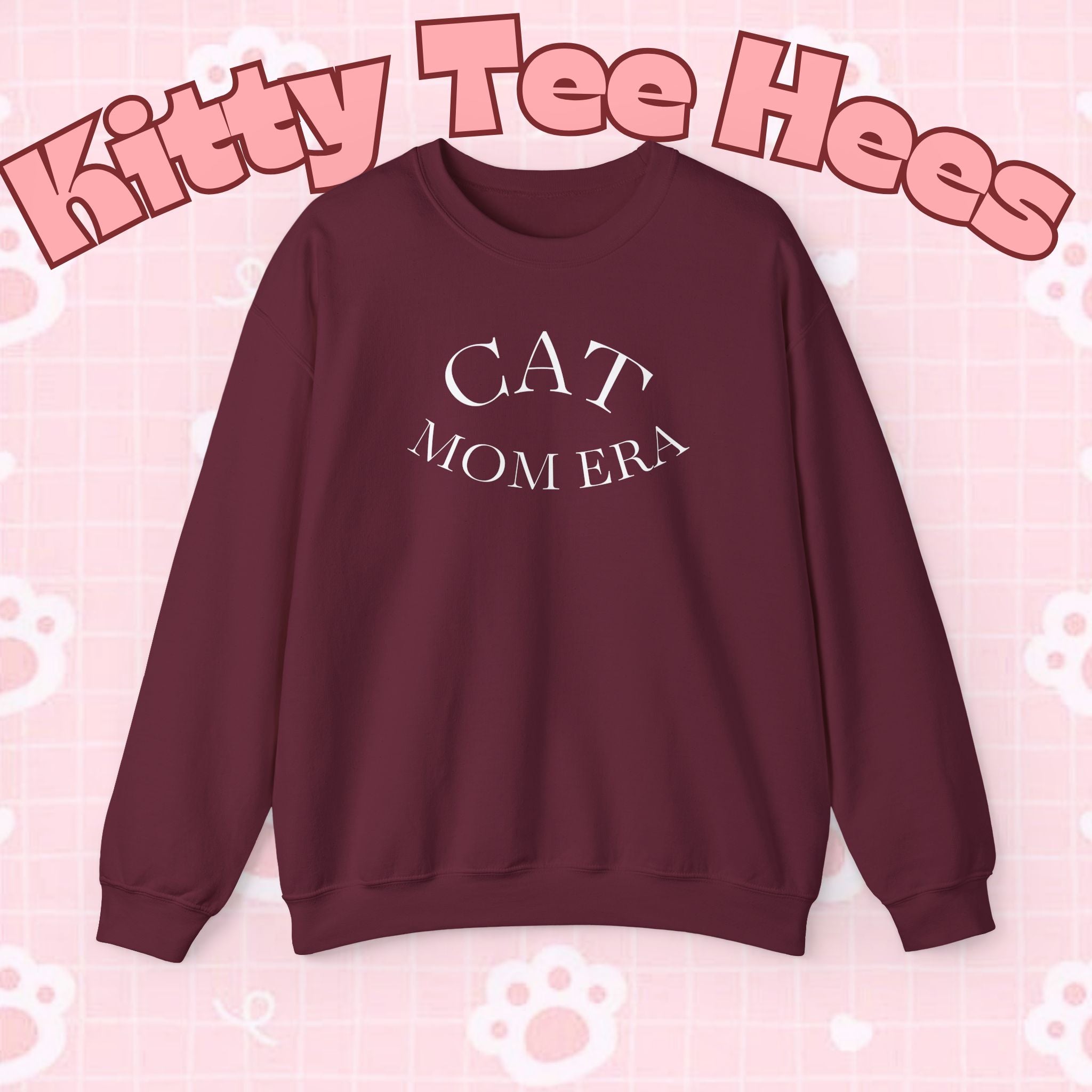 Cozy cat mom sweatshirt with cute animal print, designed for feline owners, by Printify, perfect for pet lovers during Christmas.