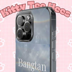 Clear impact-resistant phone case featuring cute Bangtan Boys K-pop design, compatible with smartphones for stylish protection.