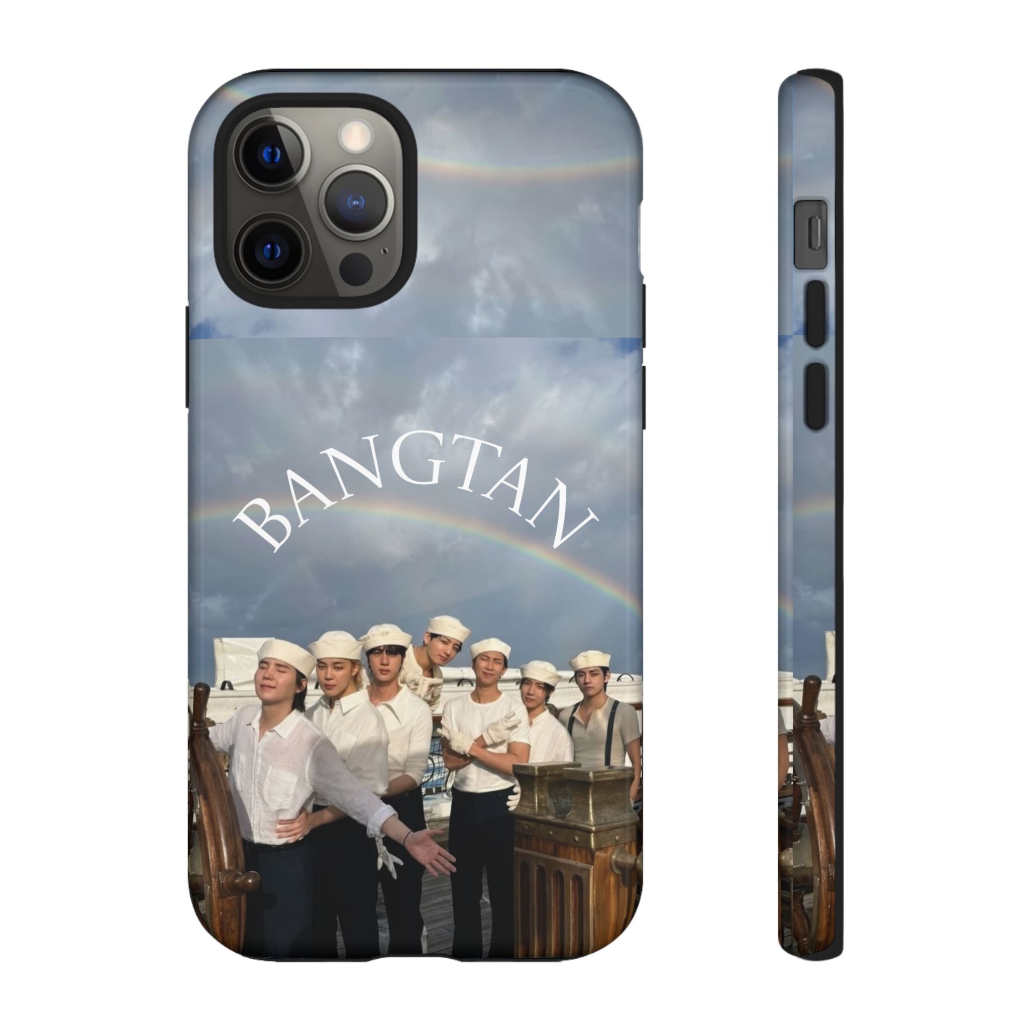 Cute Sailor Bangtan BTS phone case for iPhone and Samsung, featuring sailor design and BTS Swim theme by Printify.