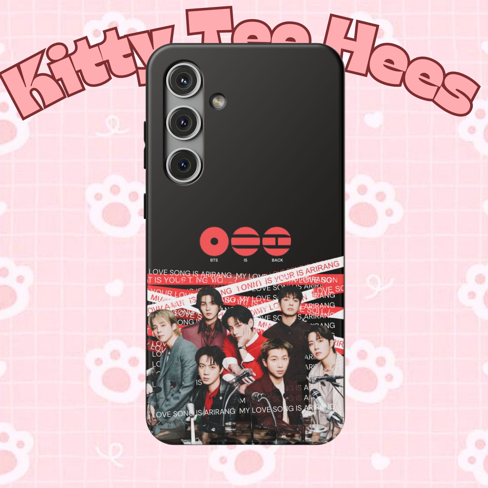Printify BTS Bangtan phone case with fanmade K-Pop band ARIRANG Boy Band photo, impact-resistant design for smartphones