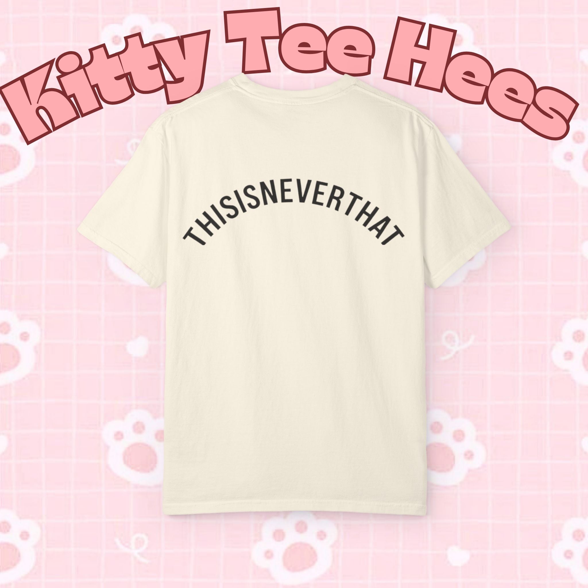 BTS THISISNEVERTHAT Save Me era T-shirt by Printify featuring minimal text and vertical N.08 design, inspired by Bangtan boys.