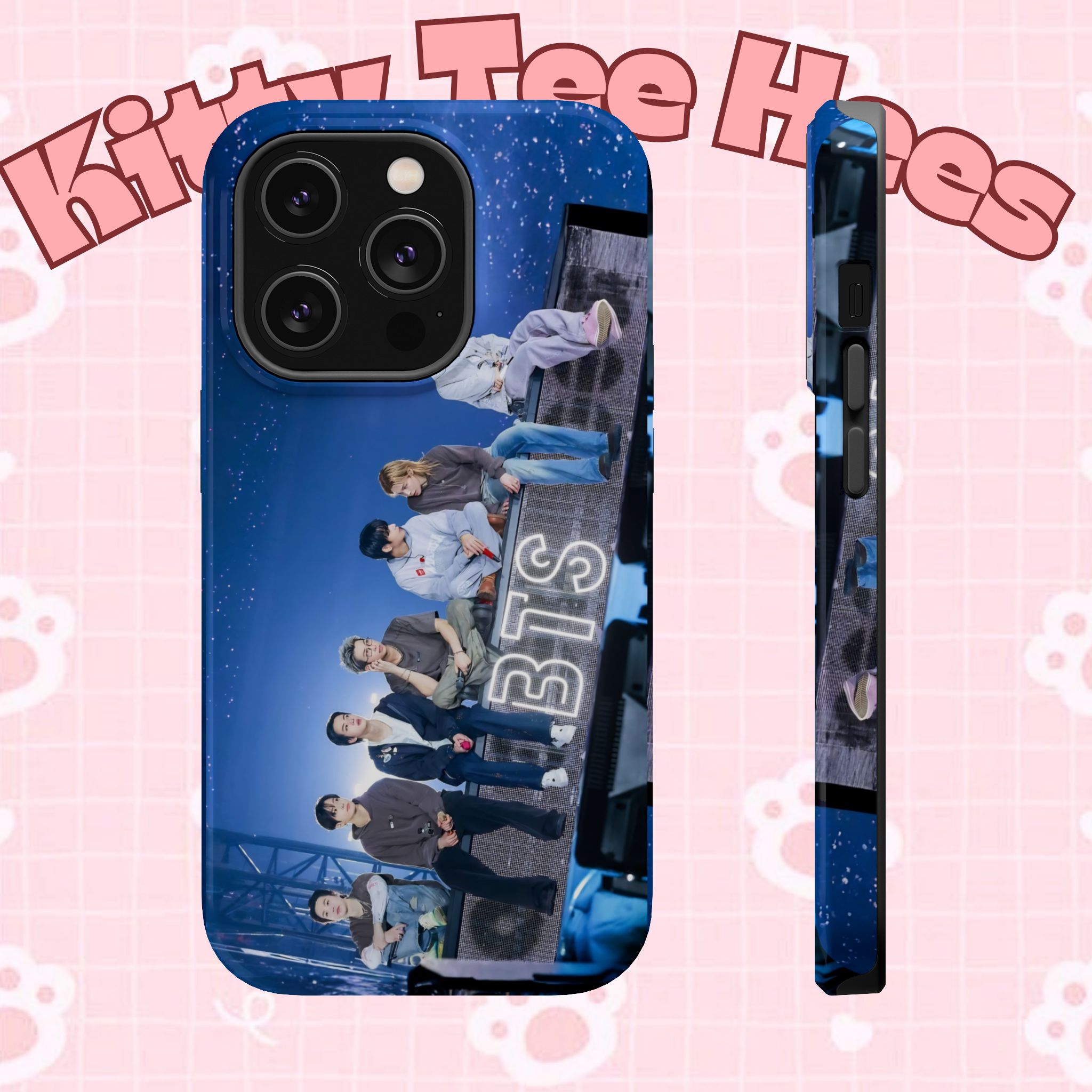 Printify BTS Bangtan World Tour Arirang impact-resistant phone case for iPhone 17 and Samsung Galaxy 26 Ultra, featuring vibrant tour design.