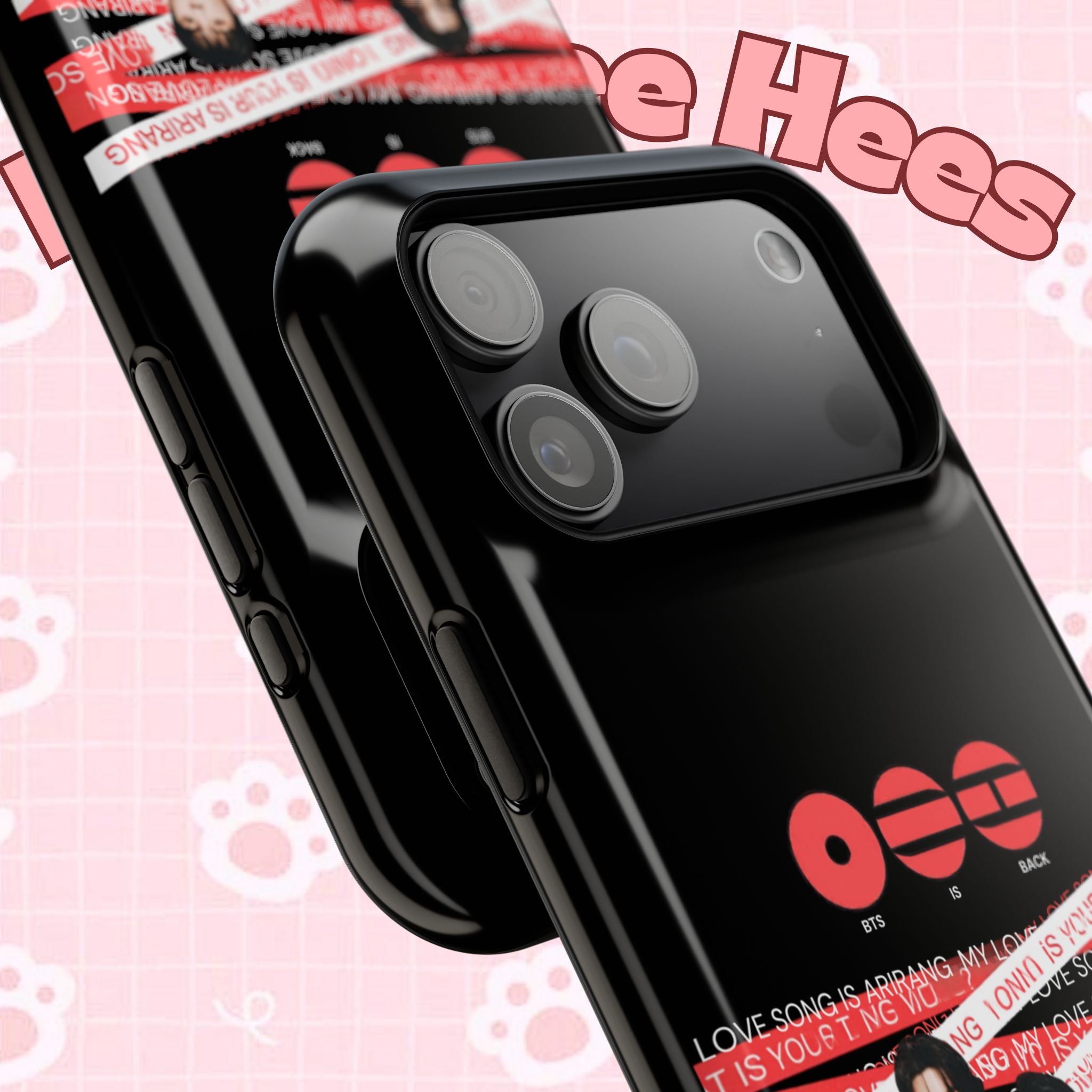 Impact-resistant phone case featuring BTS Bangtan Boys fanmade design with concert-themed K-pop band photo, compatible with smartphones.