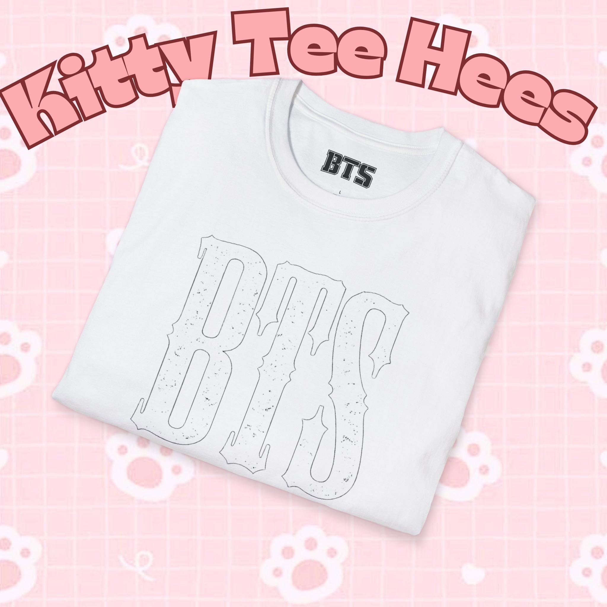 Printify BTS classic T-shirt featuring a simple outline design of Bangtan Boys, perfect for K-pop fans and BTS enthusiasts.