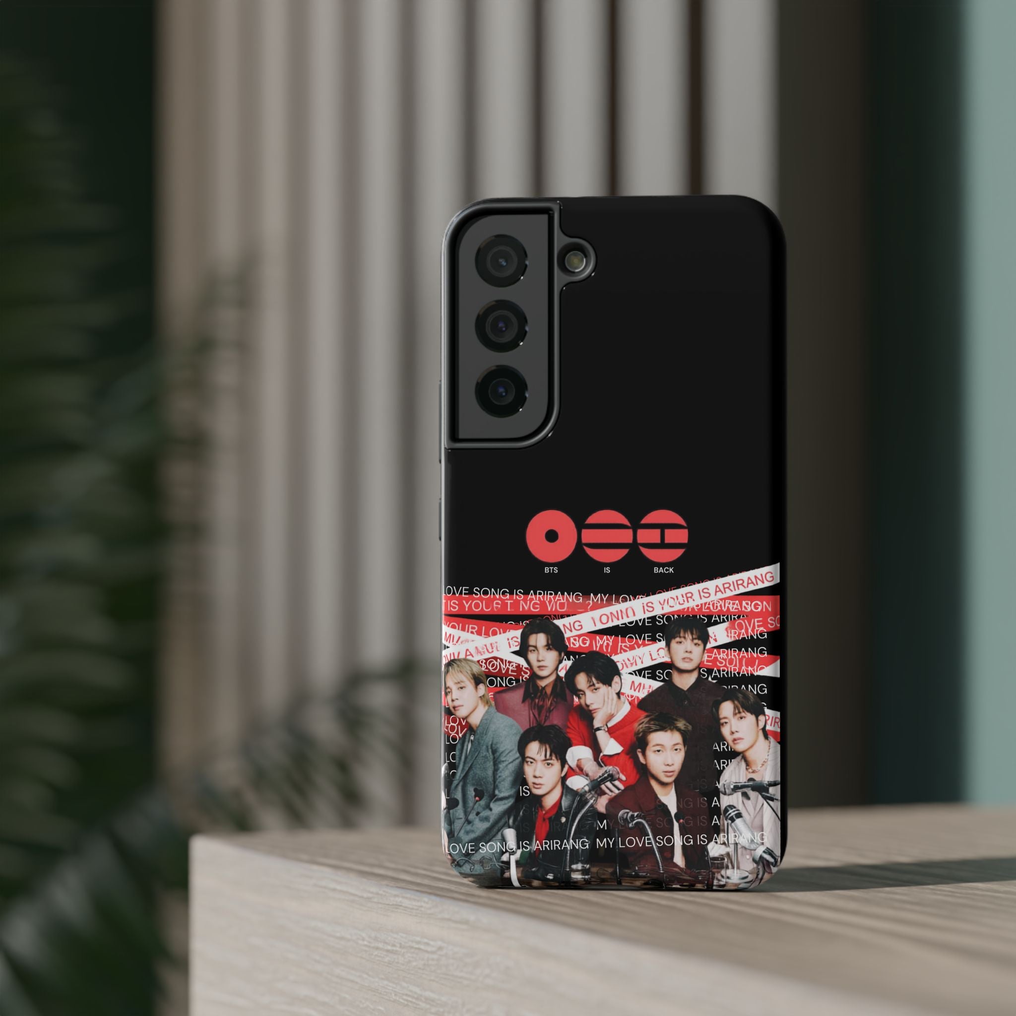 Impact-resistant phone case featuring BTS Bangtan Boys fanmade concert design, with K-Pop band imagery and vibrant colors.