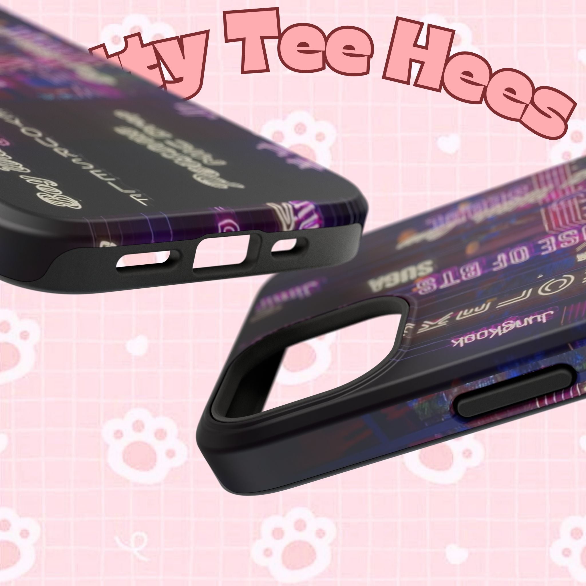 Neon Korean script phone case for iPhone and Samsung, impact-resistant BTS BTS Bangtan Sonyeondan phone case by Printify
