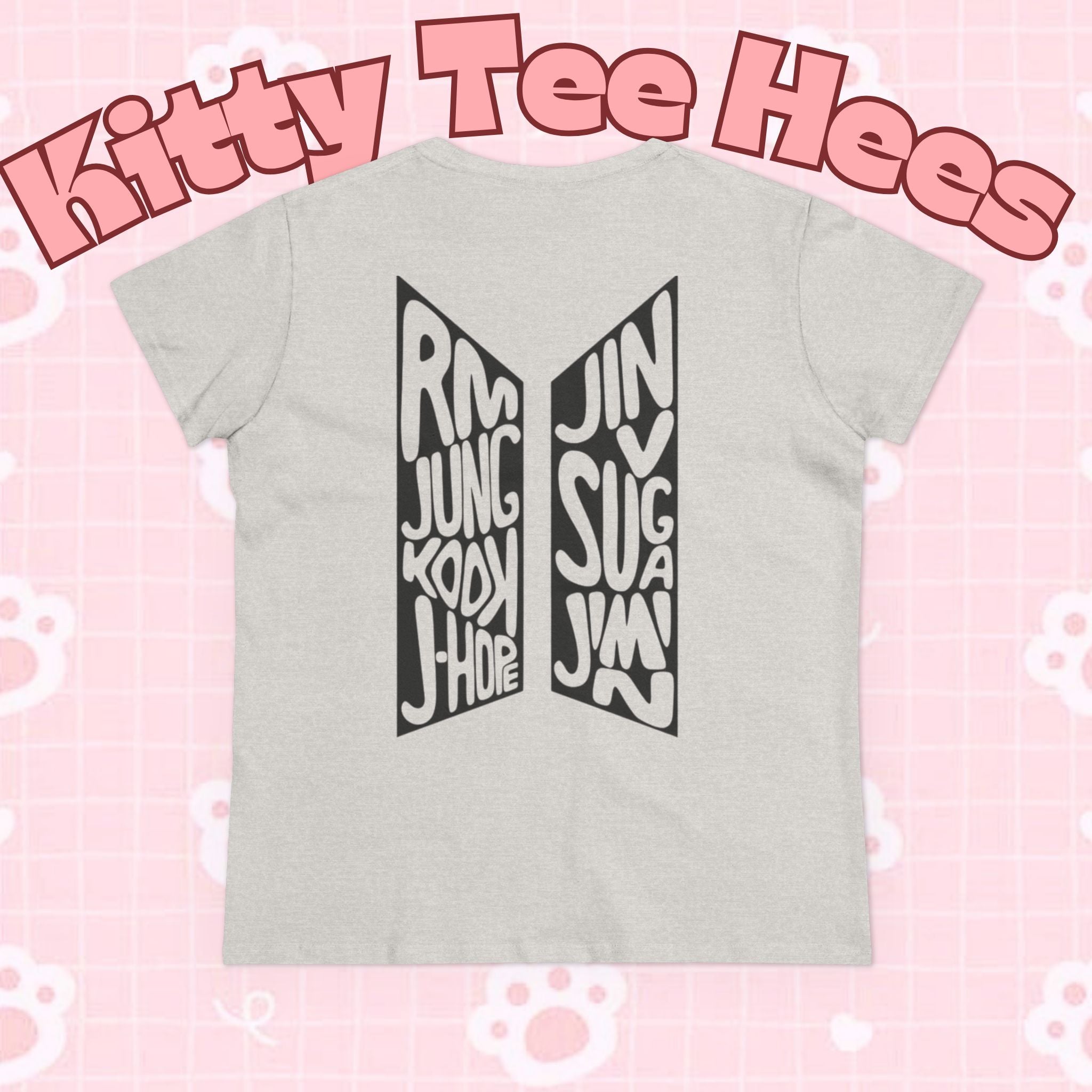 BTS ARIRANG graphic T-shirt featuring BTS logo and member names, casual unisex printed tee by Printify