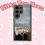 Clear impact-resistant phone case with Bangtan K-pop design, perfect for protecting and showcasing your phone.