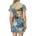 Blue Koi T-Shirt Dress, Maximalist Fashion - Kitty TeeHees