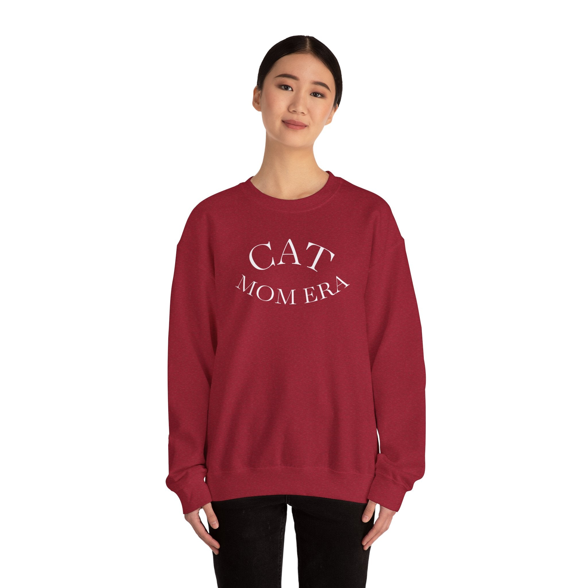 Cozy cat mom sweatshirt with cute animal print, perfect for feline owners and pet lovers, by Printify.