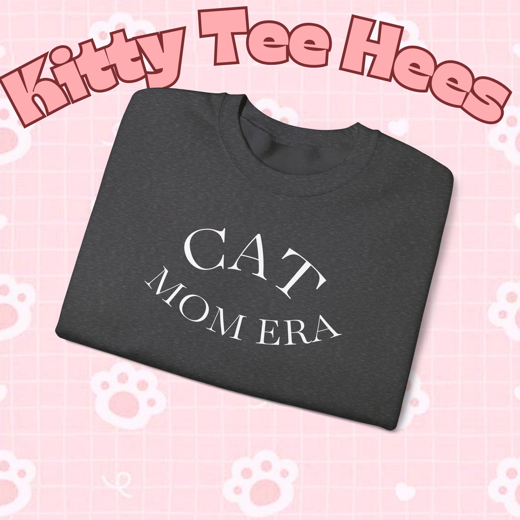 Printify cat mom sweatshirt with cute feline print, cozy pet lover jumper, perfect for cat owners and feline parents.