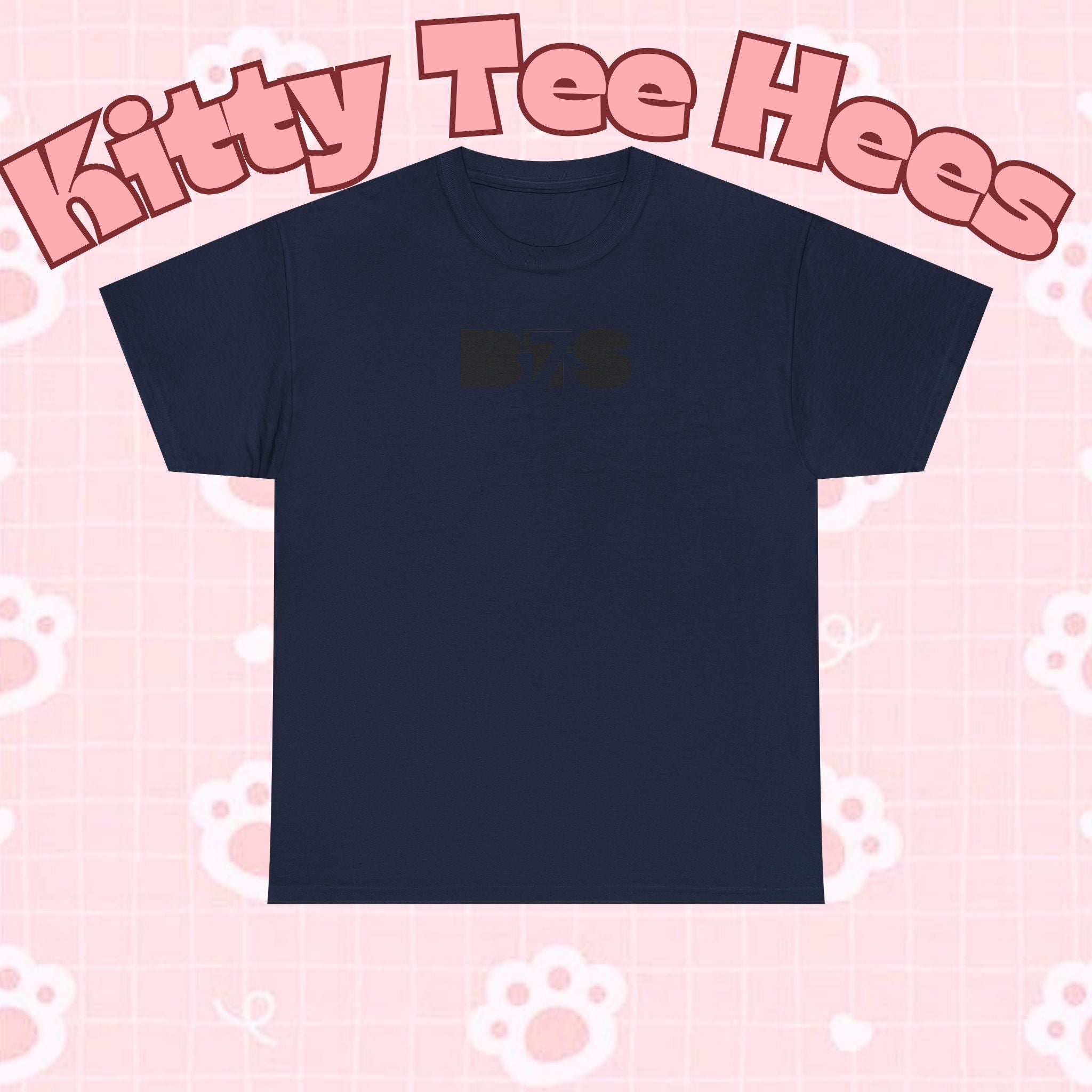 Black BTS Logo T-shirt by Printify featuring minimal Bangtan emblem on the front, casual K-pop band style tee.