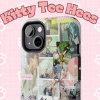 Printify BTS collage phone case for iPhone and Samsung with pastel hot air balloon and K-Pop photo collage design.